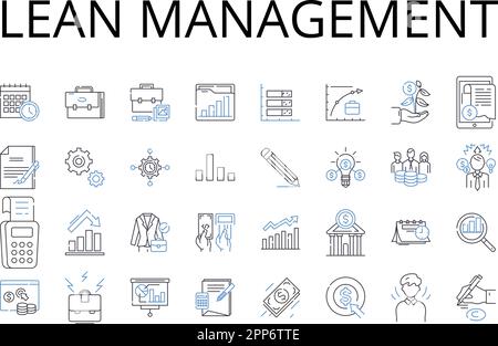 Lean Management line icons collection. Agile Management, Green Energy, Clean Technology, Creative Work, Digital Marketing, Dynamic Leadership Stock Vector