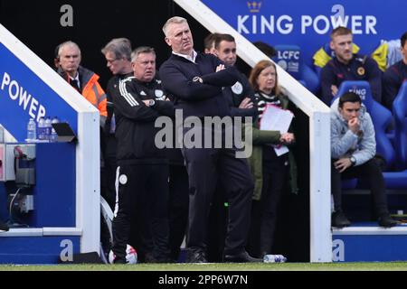 Leicester City Manager Dean Smith during the Premier League match between Leicester City and Wolverhampton Wanderers at the King Power Stadium, Leicester on Saturday 22nd April 2023. (Photo: James Holyoak | MI News) Credit: MI News & Sport /Alamy Live News Stock Photo