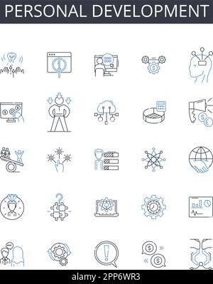 Ideological evolution line icons collection. Progressivism, Capitalism ...