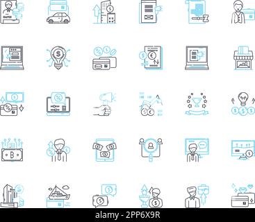 Account control linear icons set. Security, Permissions, Restrictions, Access, Identity, Validation, Authorization line vector and concept signs Stock Vector