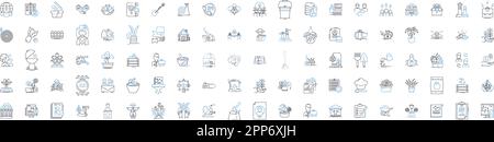 Retail market line icons collection. Consumer, Merchandise, Sales, Shopping, Inventory, POS, Advertising vector and linear illustration. Discounts Stock Vector