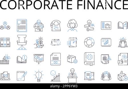 Accounting principles line icons collection. Assets, Liabilities ...