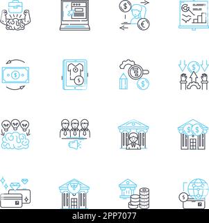 Pie chart budgeting linear icons set. Allocation, Proportion ...
