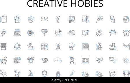 Creative hobies line icons collection. Discounts, Offers, Promos, Savings, Bargains, Packages, Coupons vector and linear illustration. Deals,Sales Stock Vector