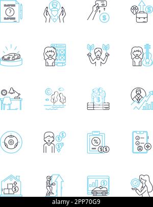 Personnel linear icons set. taff, Employees, HR, Hiring, Training, Recruitment, Onboarding line vector and concept signs. Retention, Management Stock Vector