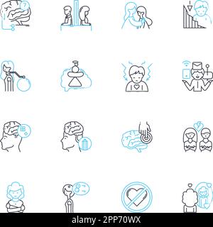 Social science linear icons set. Anthropology, Sociology, Psychology, Economics, Political science, History, Geography line vector and concept signs Stock Vector