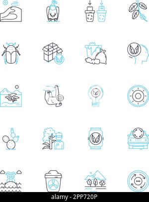 Environment Wildlife linear icons set. Habitat, Biodiversity, Ecosystem, Endangered, Conservation, Sustainability, Oceans line vector and concept Stock Vector