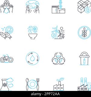Alternative fuels linear icons set. Biofuels, Ethanol, Biodiesel, Hydrogen, Methanol, Propane, Biogas line vector and concept signs. Synfuel,Wind Stock Vector