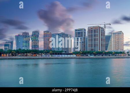 Beautiful Lusail Skyline view from Lusail Marina Stock Photo