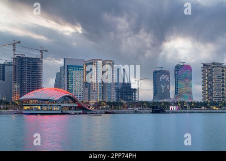 Beautiful Lusail Skyline view from Lusail Marina Stock Photo