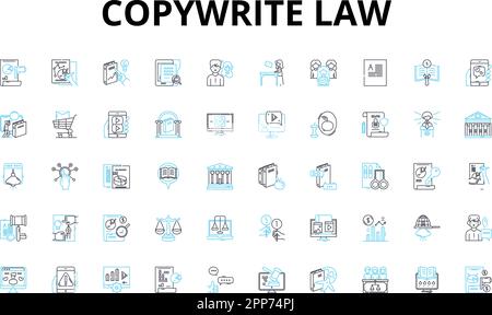Copywrite law linear icons set. Infringement, Plagiarism ...