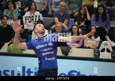 Milan, Italy. 22nd Apr, 2023. Allianz Cloud, Milan, Italy, April 22, 2023, MARCO VITELLI (POWER VOLLEY MILANO) during Play Off Semifinals - Allianz Milano vs Cucine Lube Civitanova - Volleyball Italian Serie A Men Superleague Championship Credit: Live Media Publishing Group/Alamy Live News Stock Photo