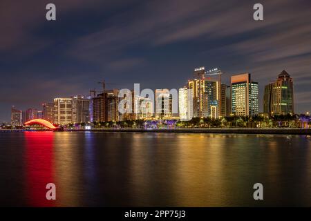 Beautiful Lusail Skyline view from Lusail Marina Stock Photo