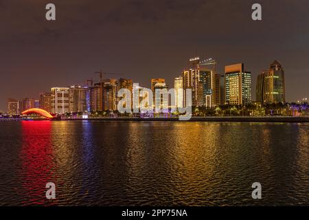 Beautiful Lusail Skyline view from Lusail Marina Stock Photo