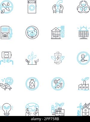 Green fuels linear icons set. Ethanol, Biogasoline, Biodiesel, Hydrogen ...