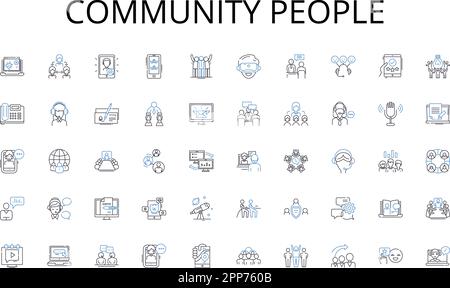 Community people line icons collection. Masculine, Confident, Resilient, Ambitious, Competitive, Athletic, Adventurous vector and linear illustration Stock Vector