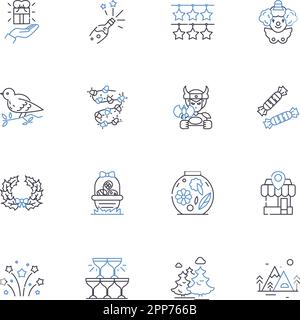 Delighted individuals line icons collection. Joyful, Contented ...