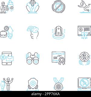 Professional Coaching linear icons set. Guidance, Mentorship, Advancement, Empowerment, Support, Development, Accountability line vector and concept Stock Vector