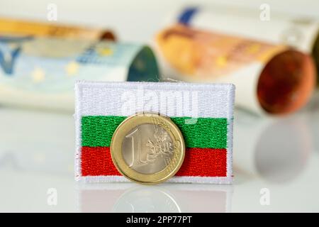 Bulgaria's accession to the euro zone, Euro adoption, Business concept, Adoption of the common European currency Stock Photo