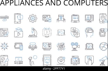 Appliances and computers line icons collection. Devices, Gadgets, Machines, Electrics, Tech, Equipment, Tools vector and linear illustration Stock Vector