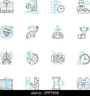 Professional development linear icons set. Skills, Training, Growth, Learning, Improvement, Career, Advancement line vector and concept signs Stock Vector