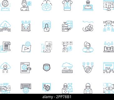 Trend analysis linear icons set. Forecasting, Detection, Monitoring, Analytics, Predictive, Insights, Patterns line vector and concept signs Stock Vector