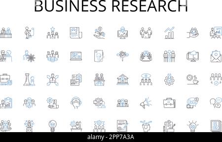 Business research line icons collection. Connectivity, Cloud, Cybersecurity, Blockchain, Digital, E-commerce, Encryption vector and linear Stock Vector