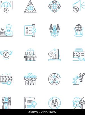 Commercial operations linear icons set. Strategy, Marketing, Sales ...