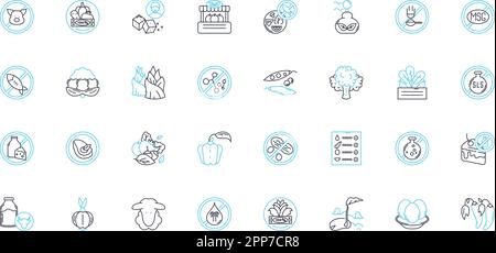 Herbivorous linear icons set. Vegetarian, Plant-based, Grazing ...