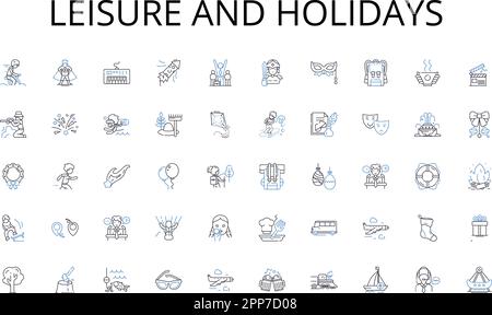 Leisure and holidays line icons collection. Professional, Office, Corporate, Manager, Executive, Businessman, Employee vector and linear illustration Stock Vector