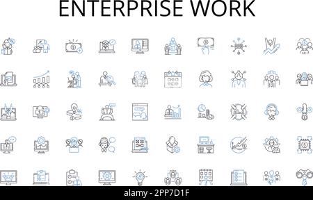 Enterprise work line icons collection. Nerking, Connections, Collaboration, Interpersonal, Dialoguing, Relating, Engaging vector and linear Stock Vector