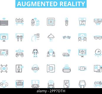 immersive reality projection line icon, outline symbol, vector ...