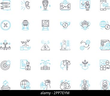 Integrated partnership linear icons set. Collaboration, Alliance, Synergy, Companionship, Cohesion, Mutualism, Fellowship line vector and concept Stock Vector