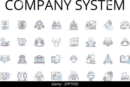 Company system line icons collection. Business structure, Corporation framework, Enterprise platform, Organization nerk, Company apparatus, Firm Stock Vector