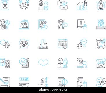 Patron rapport linear icons set. Trust, Relationship, Communication ...