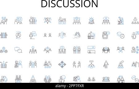 Discussion line icons collection. Encryption, Firewall, Routing, Bandwidth, DNS, Website, IP vector and linear illustration. Spam,Malware,Nerk outline Stock Vector