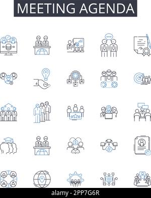 Meeting agenda line icons collection. Protocols, Guidelines, Instructions, Framework, Systems, Procedures, Guidelines vector and linear illustration Stock Vector