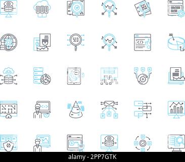 Performance evaluation linear icons set. Metrics, Appraisal, Evaluation, Feedback, Productivity, Efficiency, Assessment line vector and concept signs Stock Vector