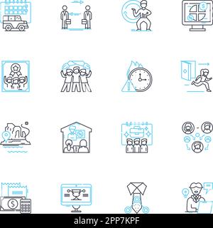 Employment effectiveness linear icons set. Productivity, Efficiency ...