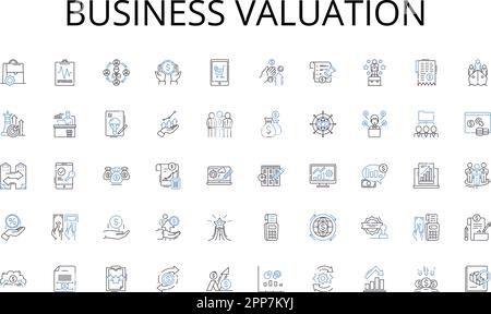 Business valuation line icons collection. Proptech, Automation, Innovation, Smart homes, Analytics, Digitalization, Blockchain vector and linear Stock Vector