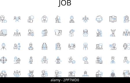 Job line icons collection. Mechanics, Gears, Clocks, Engineering, Machines, Automation, Robotics vector and linear illustration. Precision Stock Vector