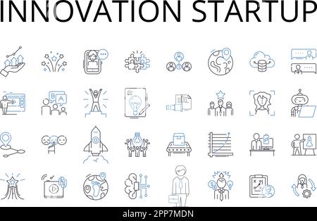 Innovation startup line icons collection. Creative solution, Novel invention, Modern approach, Advanced technology, Brilliant idea, Unique project Stock Vector