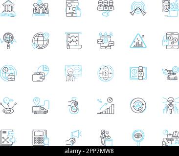 Tax law linear icons set. Deductions, Exemptions, Credits, Income, Returns, Refunds, Compliance line vector and concept signs. Filing,Audits,Penalties Stock Vector