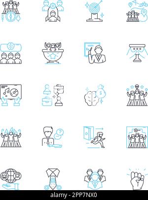 Staff development linear icons set. Training, Growth, Improvement ...