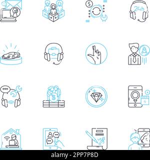 Patron rapport linear icons set. Trust, Relationship, Communication ...
