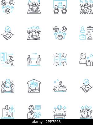 Collaboration partners linear icons set. Synergy, Alliance, Co-creation ...
