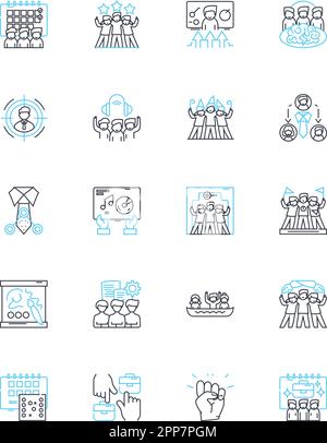 Project coordination linear icons set. Planning, Execution, Schedule ...