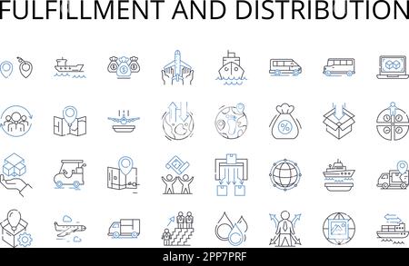 Distributing line icons collection. Dispensing, Allocation, Delivering ...