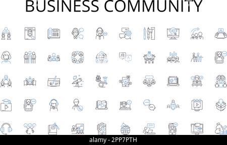 Business community line icons collection. Zero, One, Two, Three, Four, Five, Six vector and linear illustration. Seven,Eight,Nine outline signs set Stock Vector