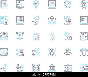 Financial containment linear icons set. Budgeting, Saving, Frugality ...